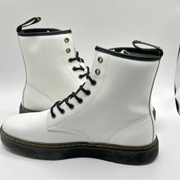 Unisex Dr. Martens Zavala White Leather Combat Boot Women’s Size 11=Men 10 New - Picture 9 of 10